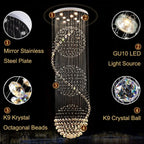 LED Spiral Crystal Ball Chandelier for Staircase | Modern Indoor Hanging Light Fixture
