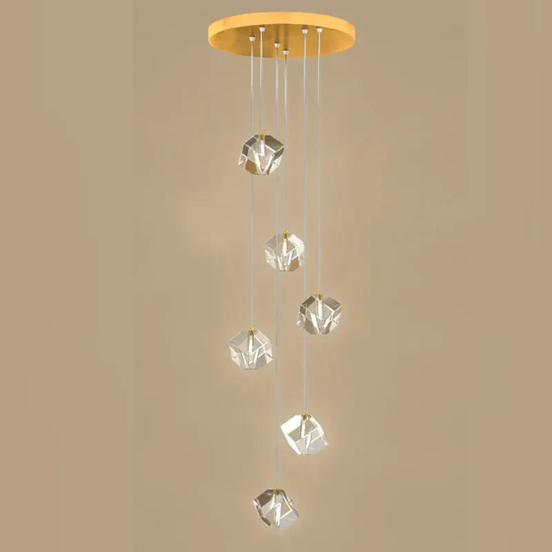 Crystal LED Chandelier for Staircase: Luxury Indoor Stair Lighting Fixture