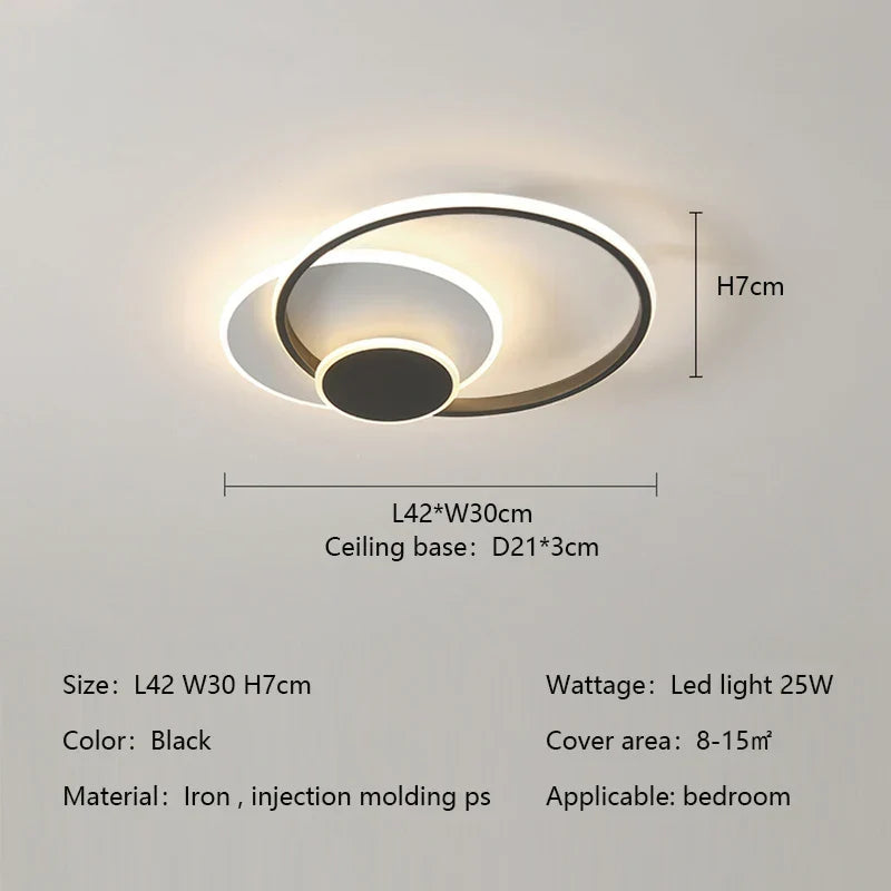 Circles LED Ceiling Lights Modern Minimalism Dimmable Bedroom Lamp Fixtures