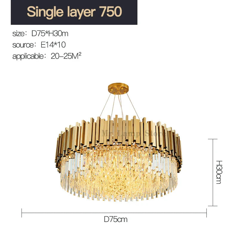 Stainless Steel Crystal Chandelier for Duplex Building, Hotel, Club and Living Room