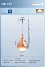 LED Water Droplet Ceiling Chandelier - Modern Bedroom Pendant Lamp