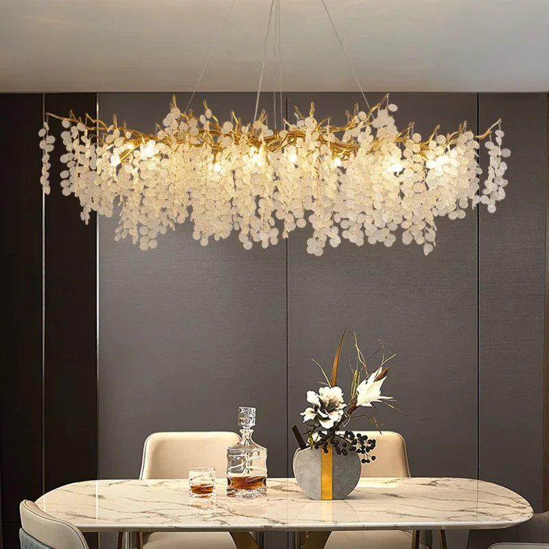 Round Crystal Pendant Chandelier for High-End Luxury Home LED Lighting