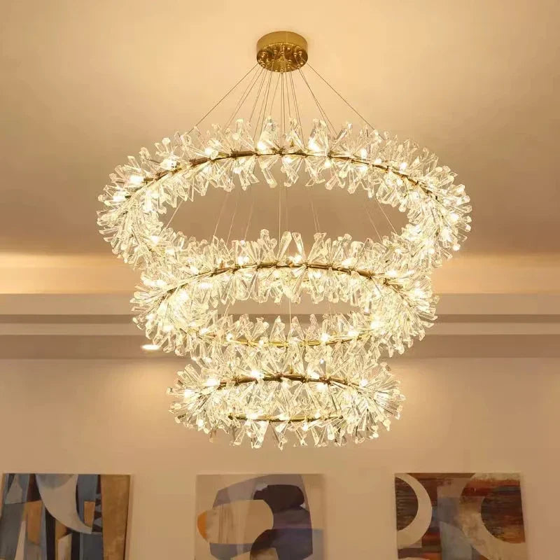 Luxury Crystal Chandelier LED Ceiling Light for Modern Living Room & Bedroom
