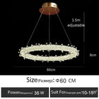Luxury Crystal LED Chandelier | Dimmable Ring Gloss Ceiling Chandelier for Modern Living Room