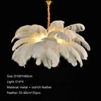 Ostrich Feather LED Pendant Lamp for Living Room or Bedroom Decor