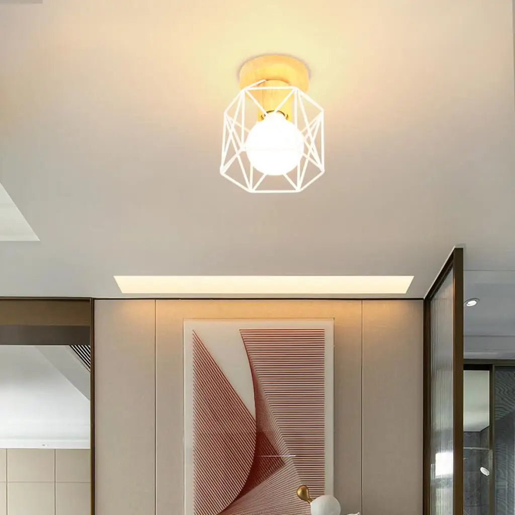 Wrought Iron Industrial Ceiling Light Fixture Vintage Lighting for Corridor Kitchen Balcony