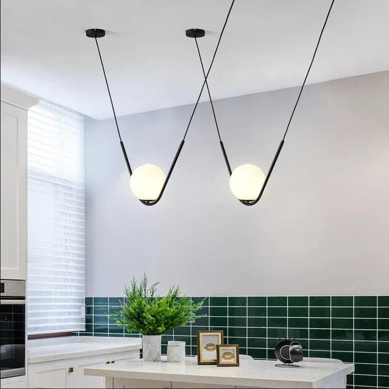 Perle Trio Pendant Lamp: Golden Black Metal Linear Dining Light