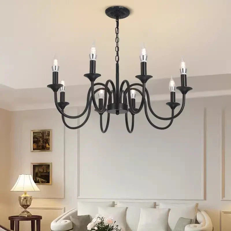 Rustic Iron Candle Chandelier Pendant for Kitchen Living Dining Room Bar Home