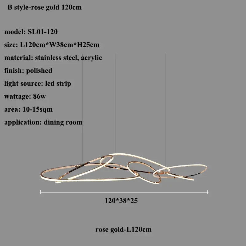 Rose Gold Maillon Pendant Light for Minimalist Dining Room Décor