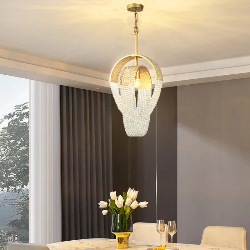 Tassel Crystal Chandelier: High-end LED Lighting for Dining Room & Bedroom