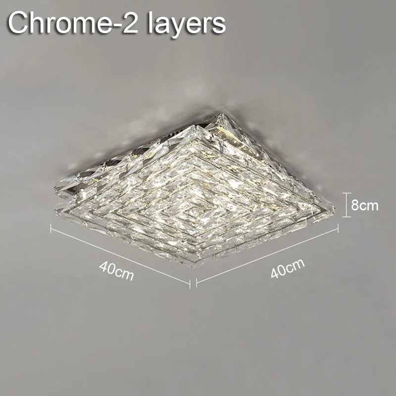 Crystal Ceiling Lamp: Modern Minimalist Indoor LED Lighting for Living Room, Dining & Bedroom