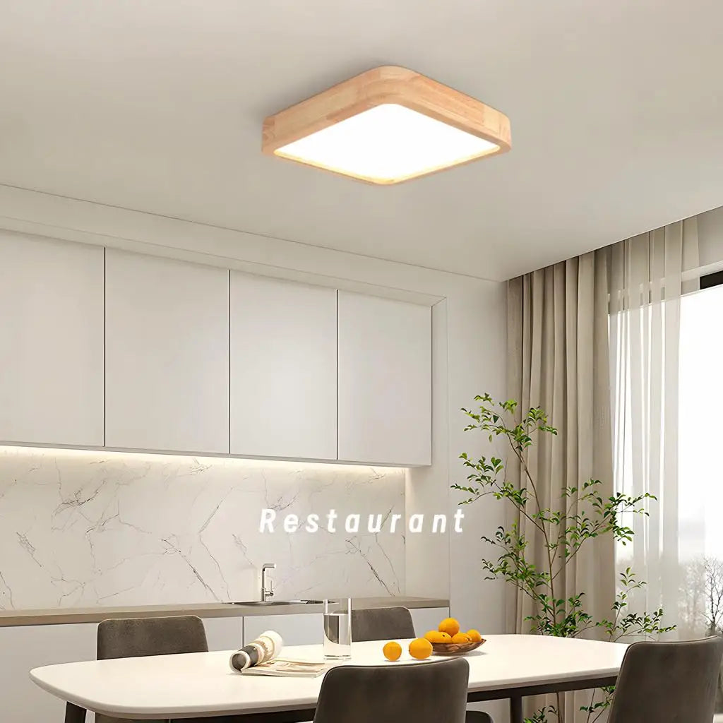 Nordic Wooden LED Ceiling Light Modern Acrylic Lampshade Fixture