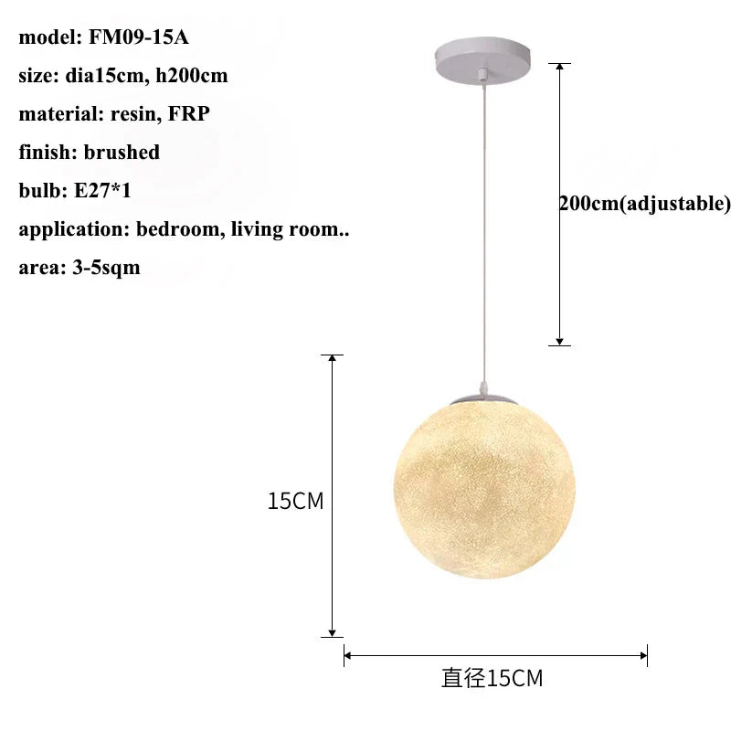 Cream Moon LED Pendant Chandelier: Modern Living Room Kitchen Bedroom Lighting