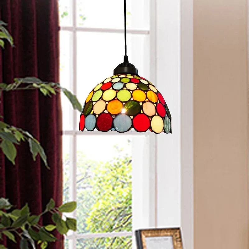 Tiffany Pendant Lamp: Colorful Retro Decor Chandeliers for Dining & Bedroom Lighting