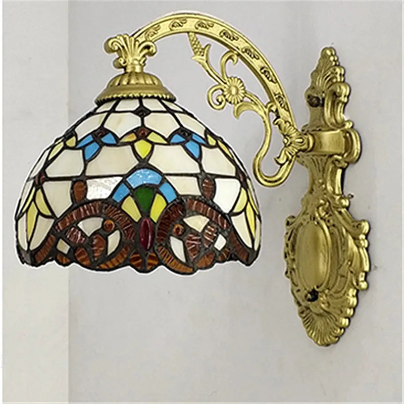 Tiffany Glass Wall Lamp Colorful Art Light for Living Room Bedroom Aesthetic Decor