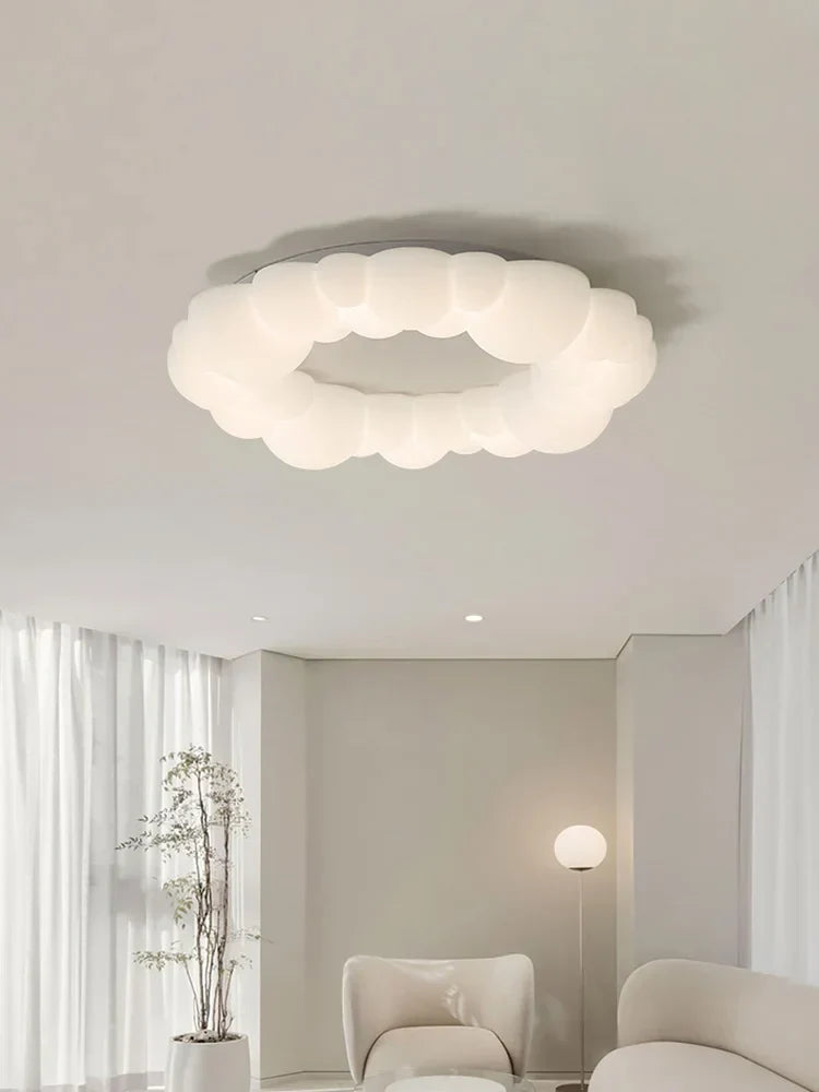 Nordic Cream Bubble Pendant Lamp for Modern Living Room Decor
