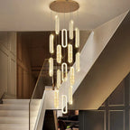 Luxury Gold Crystal LED Chandelier for Staircase and Living Room