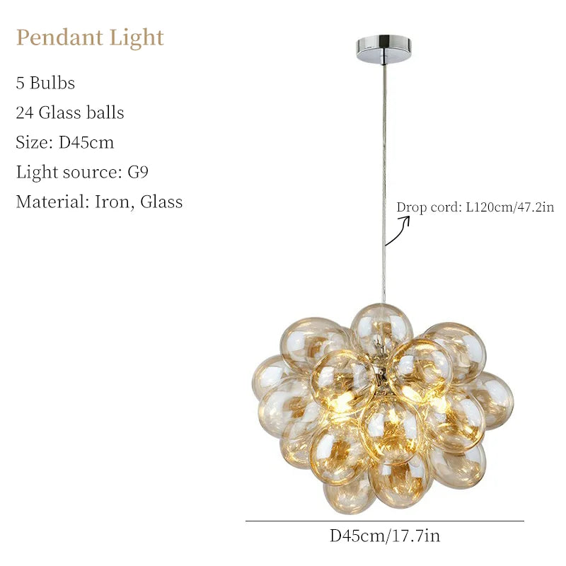 Glass Ball Chandelier: Modern Color Pendant Light for Living Room Decor