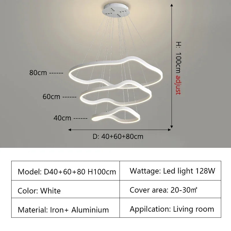 Modern Curve Ring LED Pendant Chandelier for Living Dining Bedroom