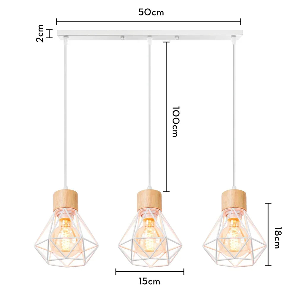 Industrial Wood Pendant Chandelier for Dinning Living Room Kitchen LED Fixture