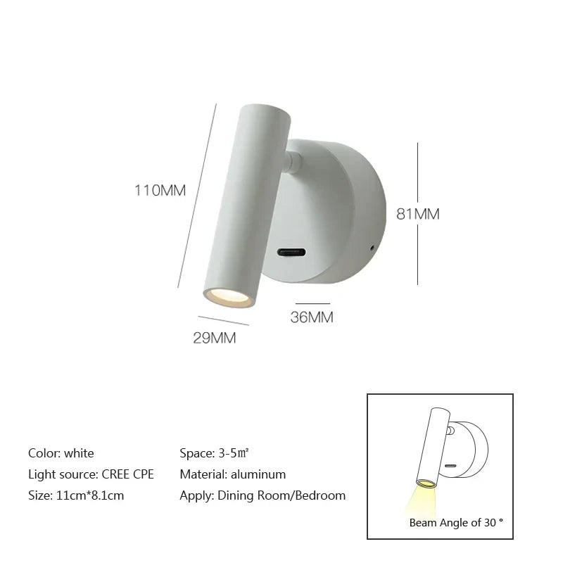 Minimalist LED Wall Lamp: Adjustable Rotation and Folding for Bedroom, Living Room Decoration
