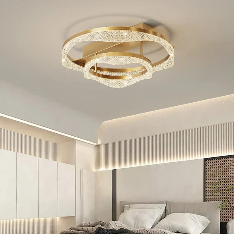 Nordic Brass LED Ceiling Chandelier Light for Living Room, Bedroom, Foyer
