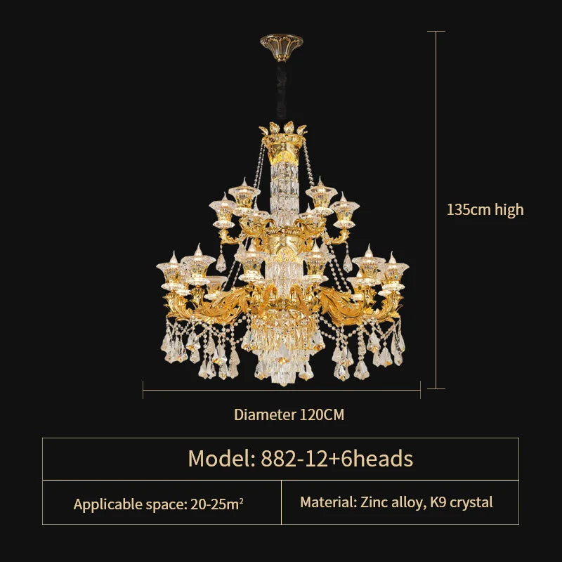 Jade Crystal Chandelier - Elegant European Style Living Room Lighting