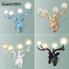 Resin Antlers Wall Sconce: Modern LED Deer Light Fixture for Home Decor