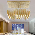 Golden Tube LED Chandelier for Modern Duplex Villa Living Room Staircase