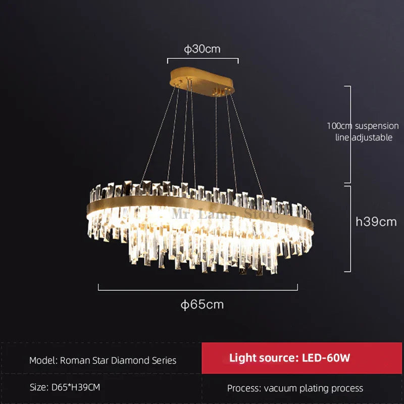 Ring Double-layer Crystal Chandelier for Living Room Dining Room Led Pendant