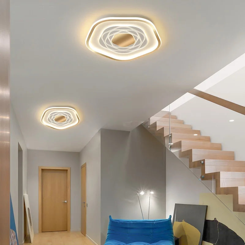 Modern Pentagonal LED Ceiling Chandelier Light for Living Room Bedroom Lighting