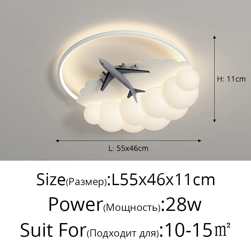 Kids Cloud Airplane Chandelier Ceiling Light for Children's Bedroom