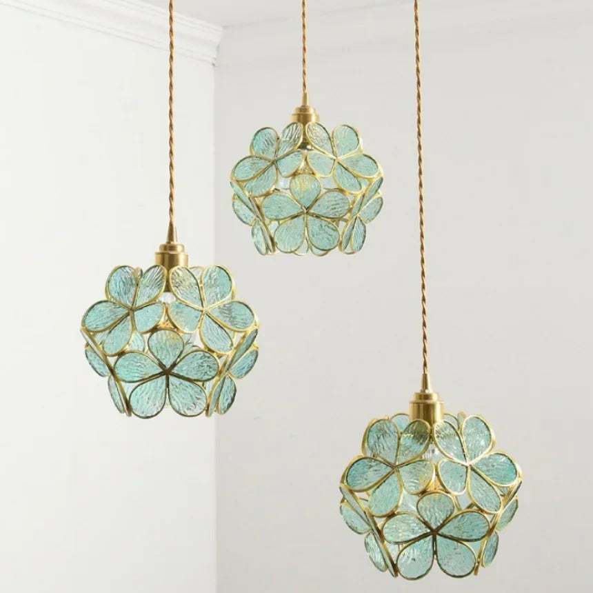 Nordic Flower Glass Pendant Chandeliers for Restaurant Cafe Hotel Decoration