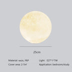 Nordic Moon Round LED Chandelier: Modern Living Room Dining Pendant Light for Bedroom Atmosphere