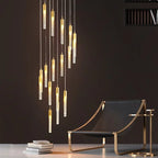 Modern Crystal Staircase Chandelier Lighting for Restaurant Gold Corridor
