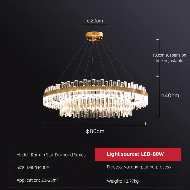 Ring Double-layer Crystal Chandelier for Living Room Dining Room Led Pendant