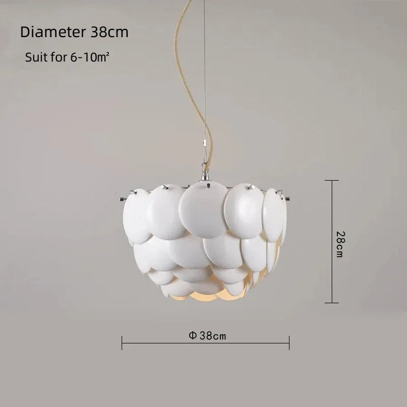 White Ceramic Chandelier: Danish Design Hanging Lamp for Home Decor & Dining