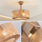 Braided Rope Lantern Ceiling Fan Light: Reversible, Dimmable, 6-Speed Home Decor