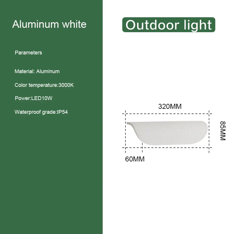 Outdoor LED Wall Sconce in White Aluminum for Porch Entryway