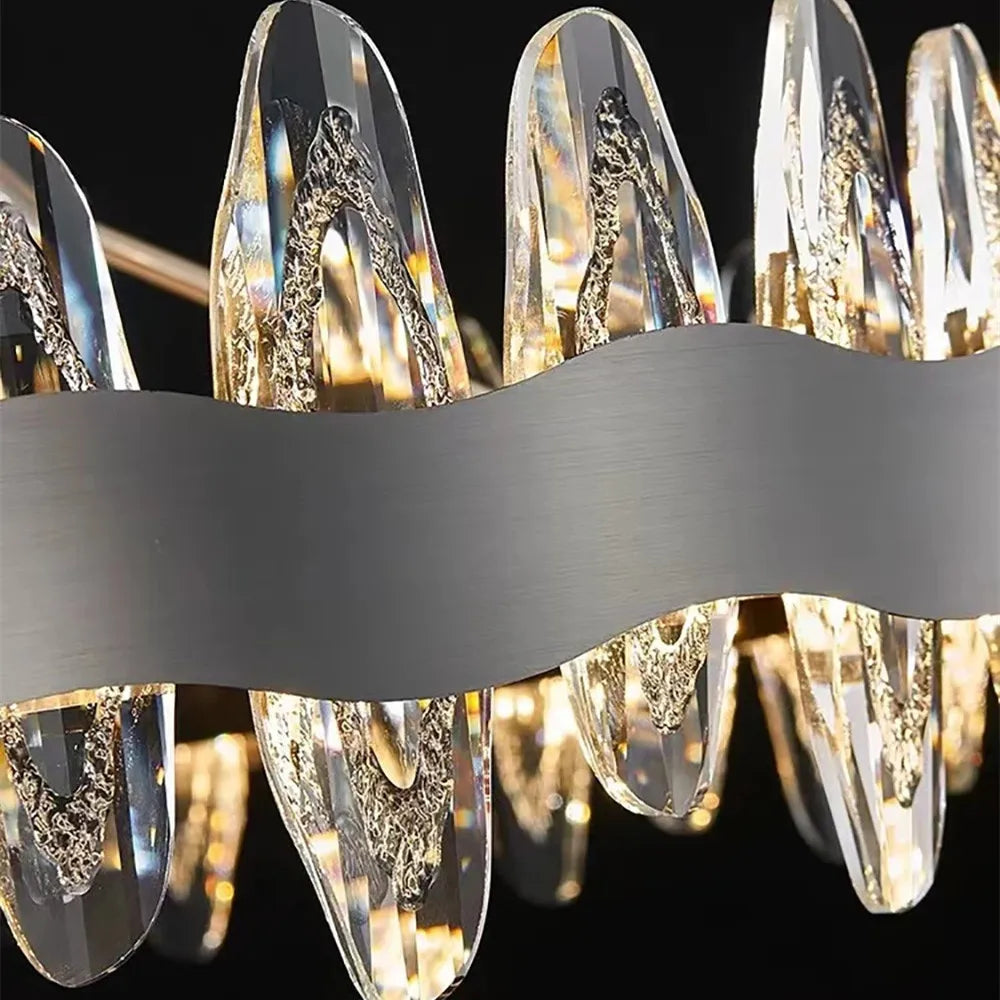 Crystal LED Chandelier: Luxury Living Room Pendant Light with Modern Design