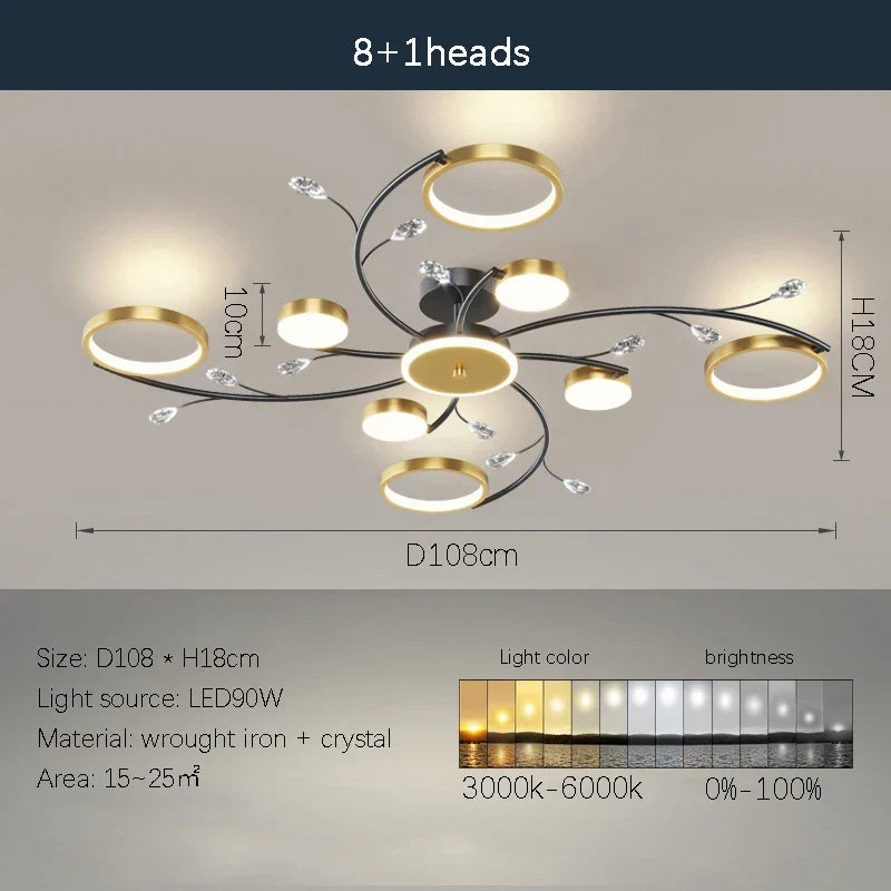 LED Chandelier: Modern Whole House Indoor Lighting for Bedroom, Living Hall, and Dining Room