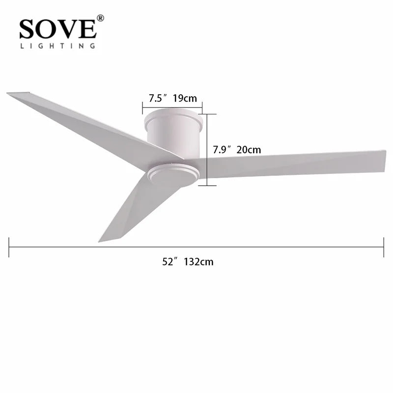 Modern White Black Aluminum Blade Ceiling Fan With Remote Control