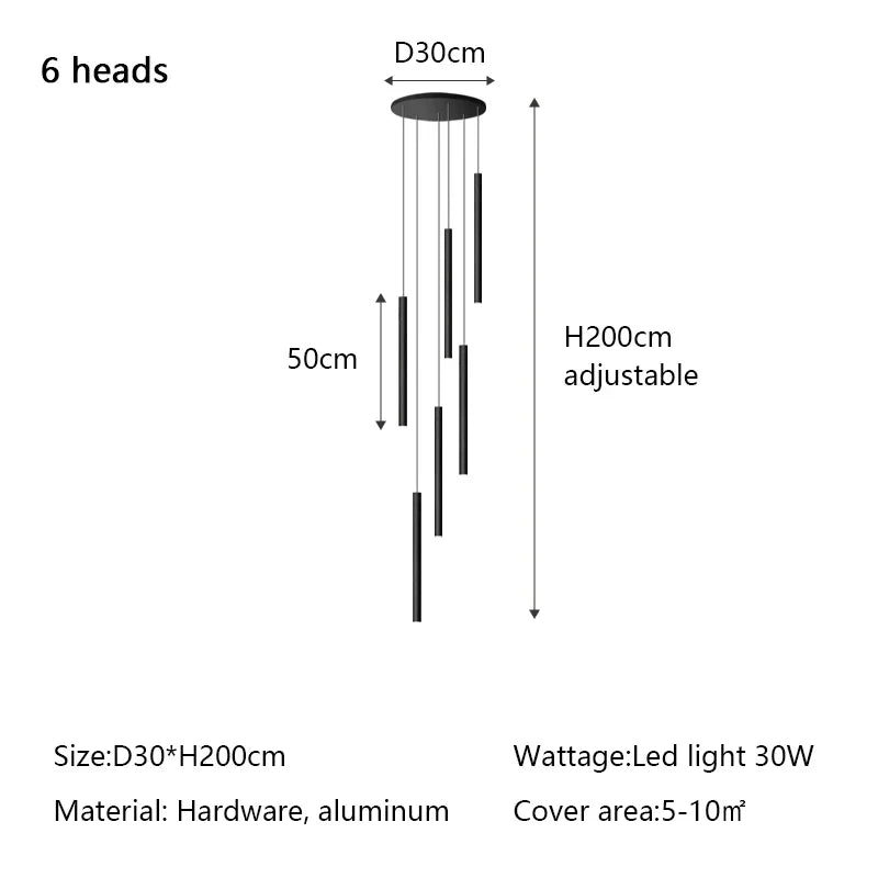 Modern Minimalist LED Stair Chandelier for Duplex Building Villa Living Room Dining Area