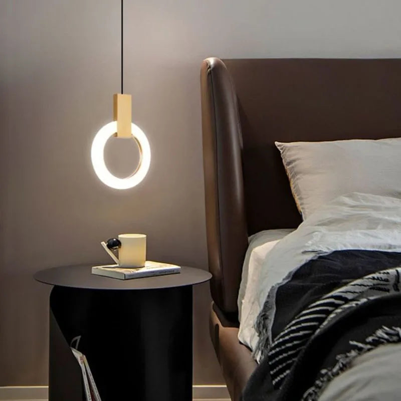 Modern Nordic Bedroom Circle Ring Chandelier LED Pendant Lighting