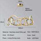 Luxury Steel Pendant Chandelier Dimmable LED Luminarias