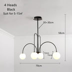 Milky Glass Ball Pendant Chandelier for Dining Living Bar Kitchen LED Lights