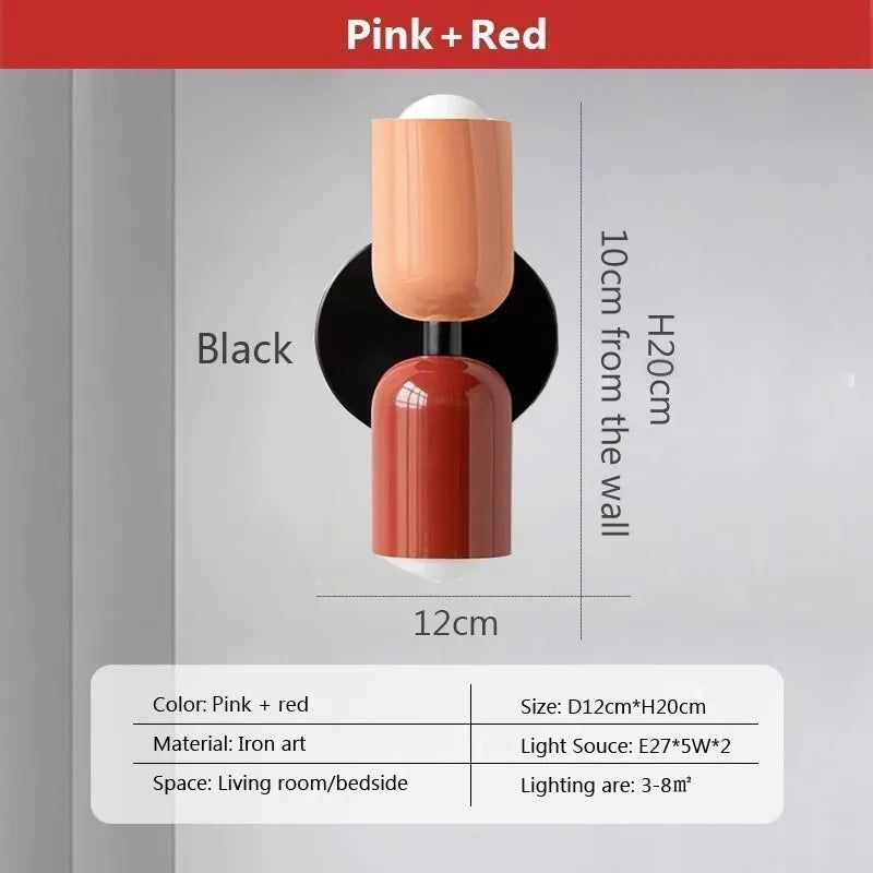 Nordic LED Colorful Wall Lights Modern Bedroom Living Room Background Wall Lamp