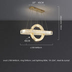 Oval Chrome Gold Steel LED Crystal Pendant Light