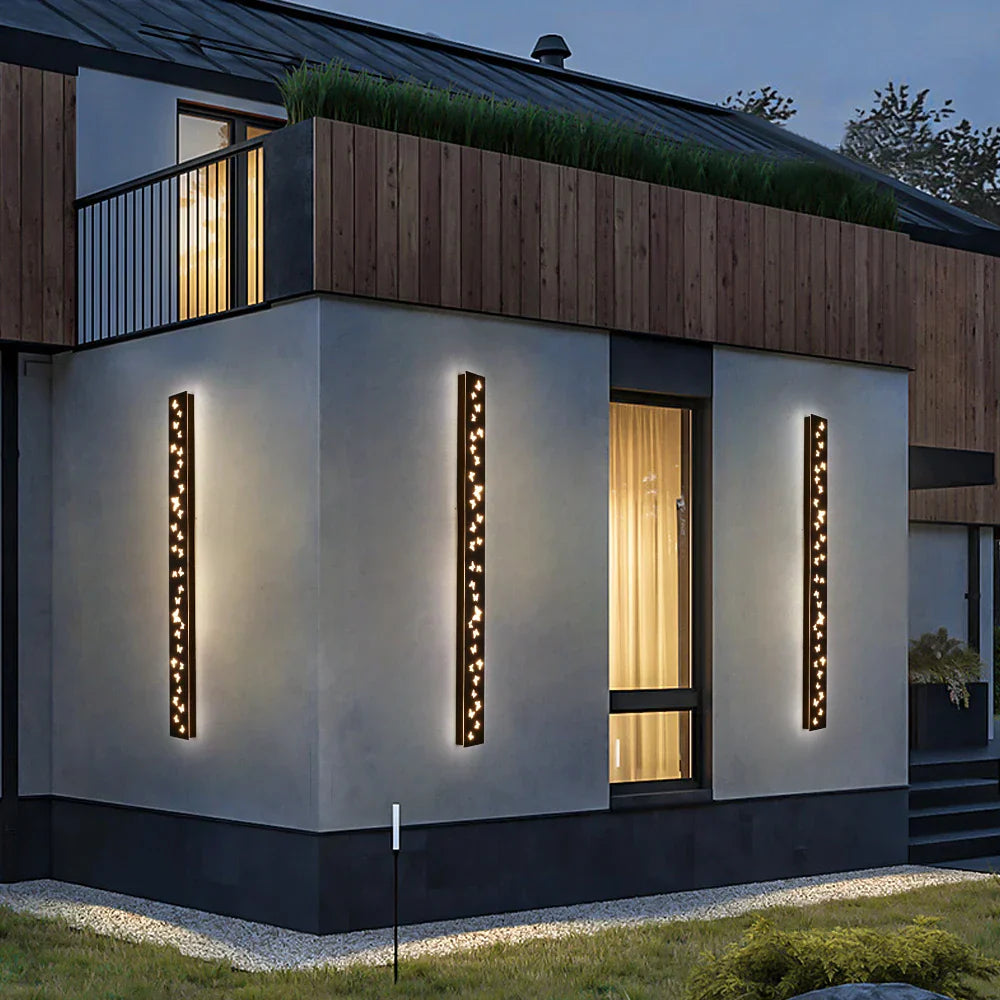 Butterfly Pattern LED Outdoor Wall Sconce Black, Garage Yard Decor Lighting