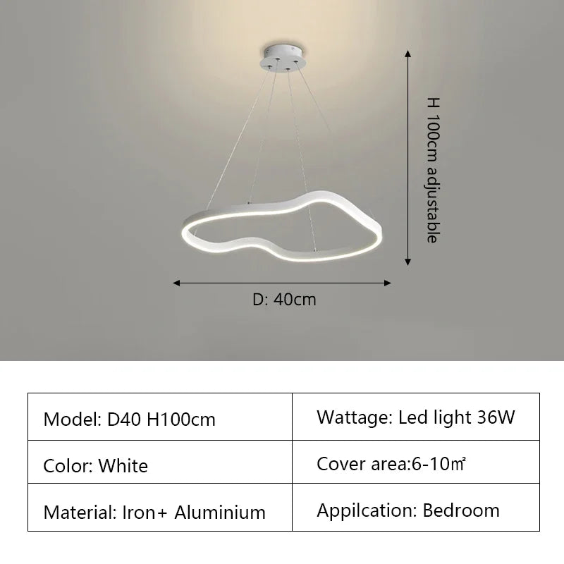 Modern Curve Ring LED Pendant Chandelier for Living Dining Bedroom